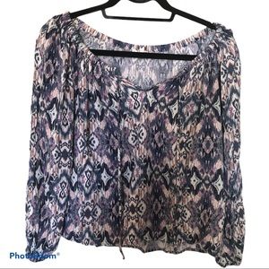 Love Stitch long sleeve blouse graphic print blue